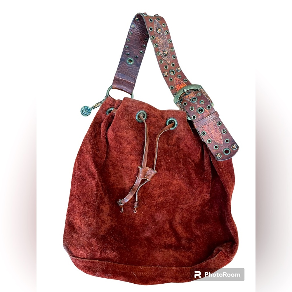 Leatherock USA Suede Purse Burnt Orange with Jeweled strap & buckle